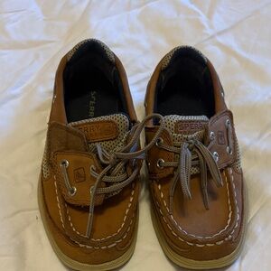 Sperry Kids Tan/Brown Leather Moccasin Boat Shoes